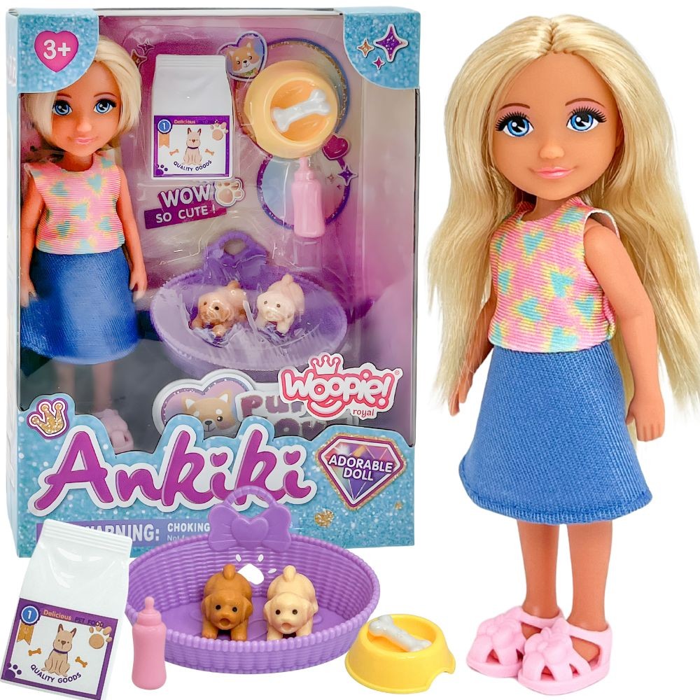 Woopie Royal Ankiki Doll with 3 Puppies and Accessories