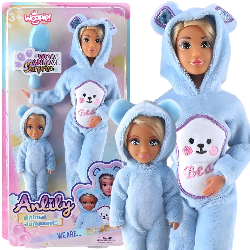 Woopie Royal Mother and Child Dolls in Blue Teddy Jumpsuits