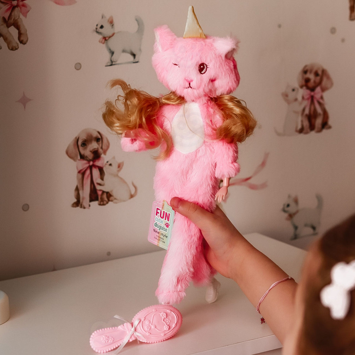 Woopie Royal Emi in pink teddy costume – soft pink jumpsuit with animal hood