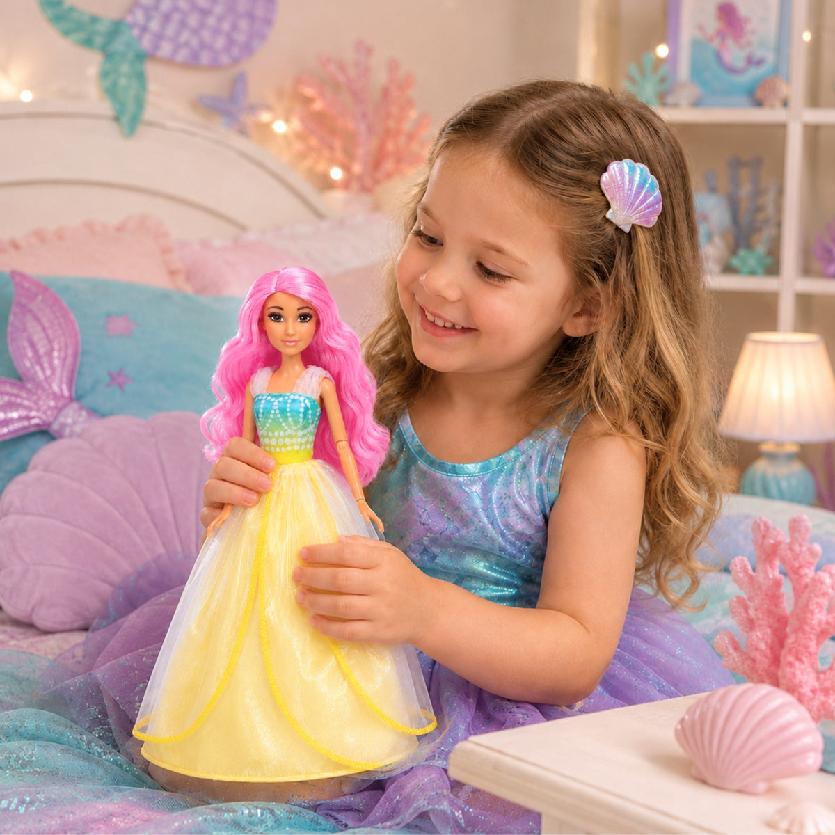 Woopie Royal Lili ocean princess – golden shell comb and ring