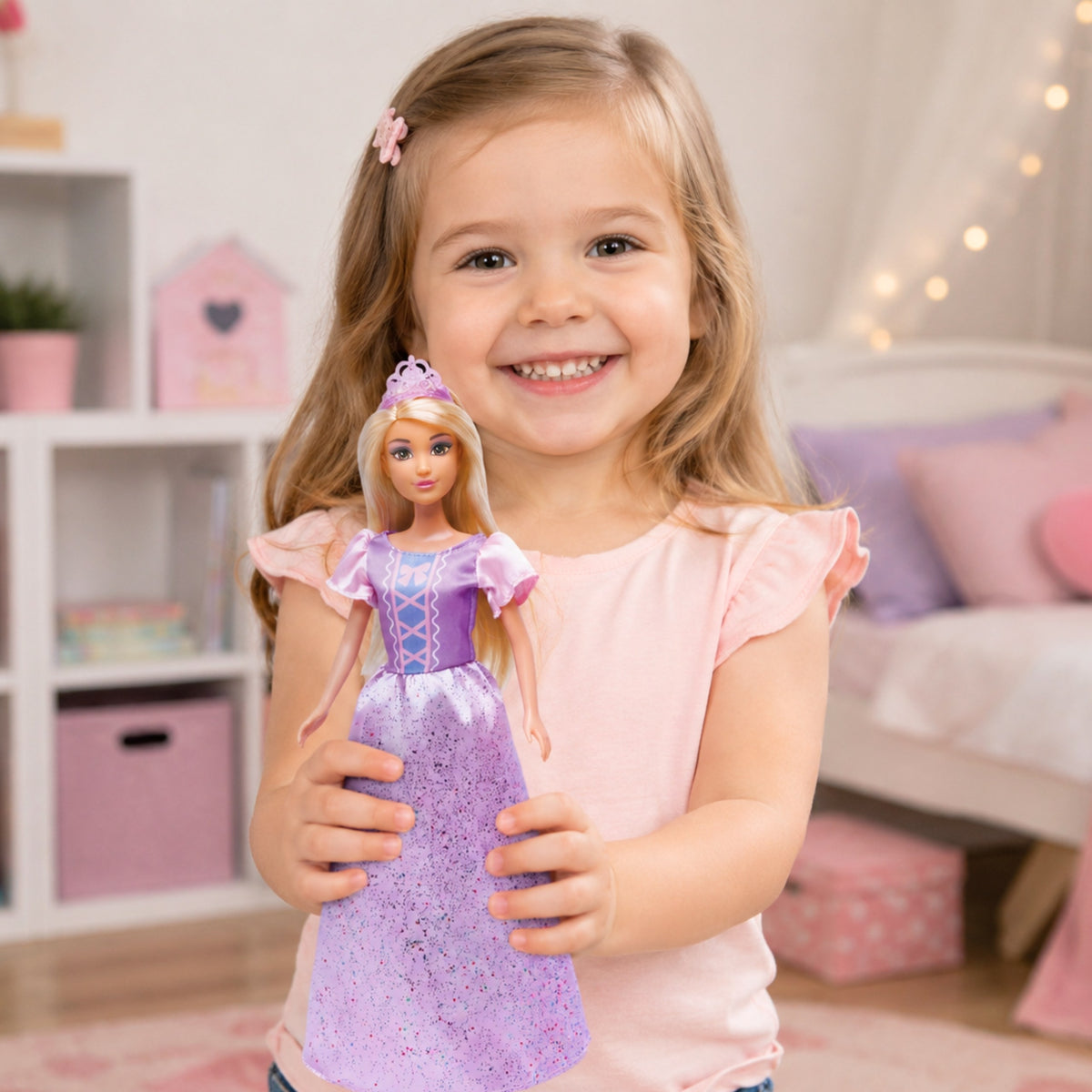 Woopie Royal princese Lily violetā kleitā – violeti rozā kleita ar korseti