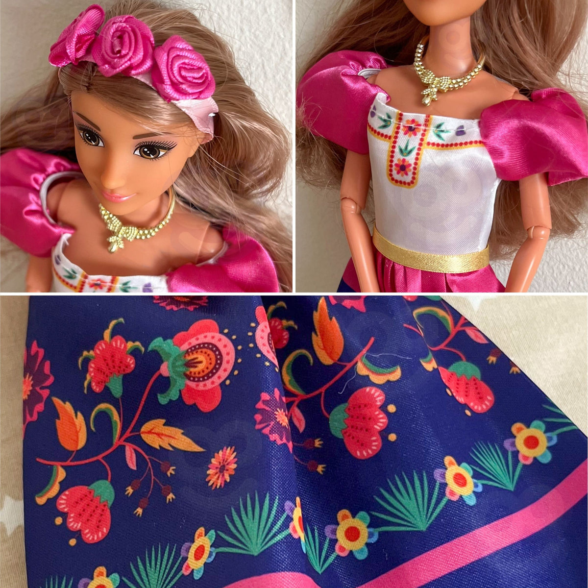 Woopie Royal Lily Mexican doll – rose headband and hair