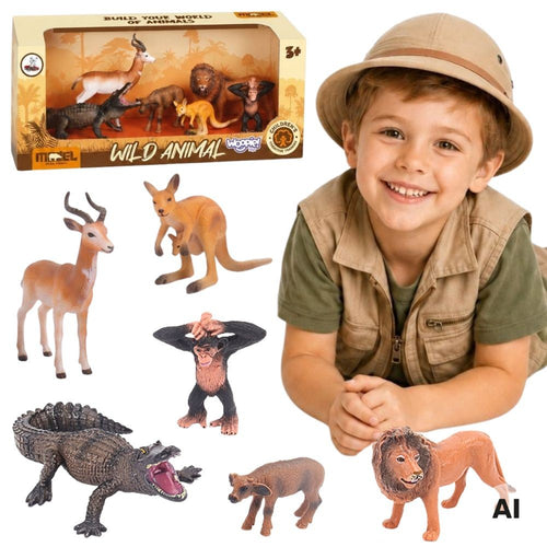 Woopie Safari and Wild Animal Figures Set, 6 pcs