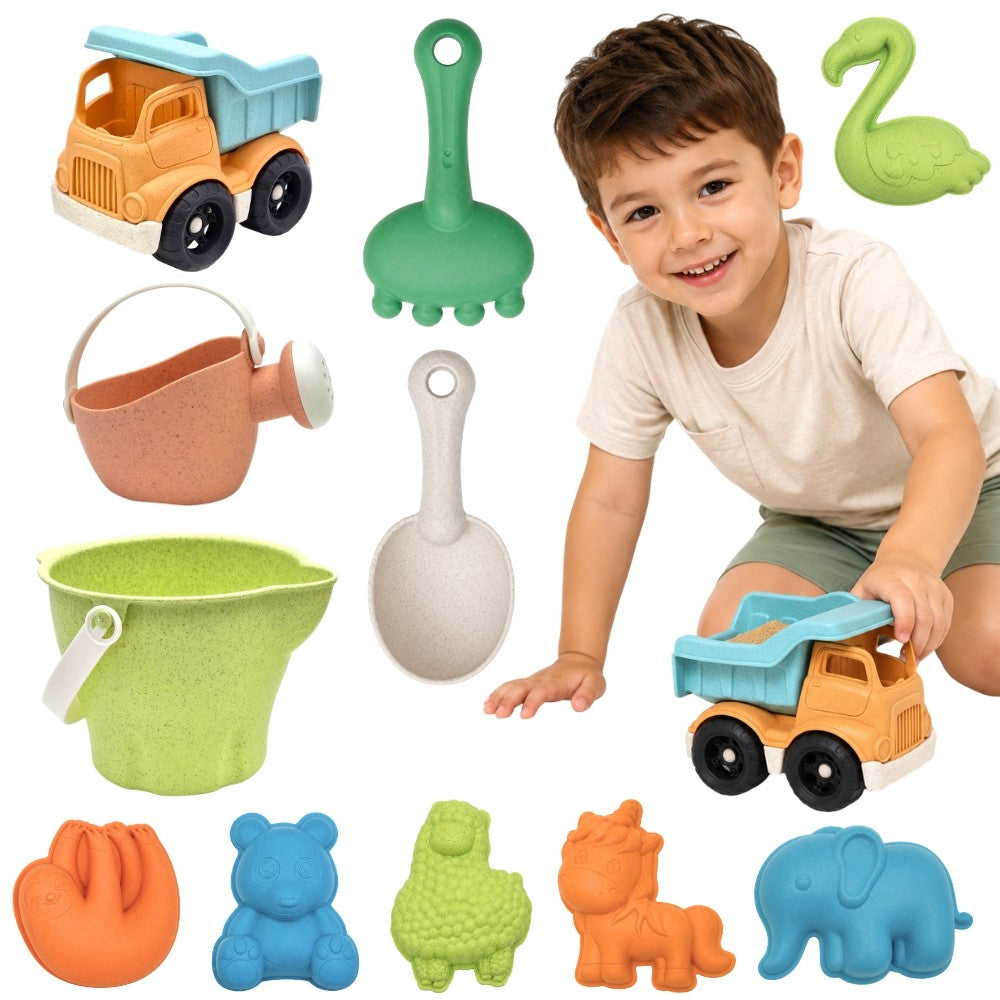 Woopie GREEN Sand Bucket Set with Toy Car, 11 pcs