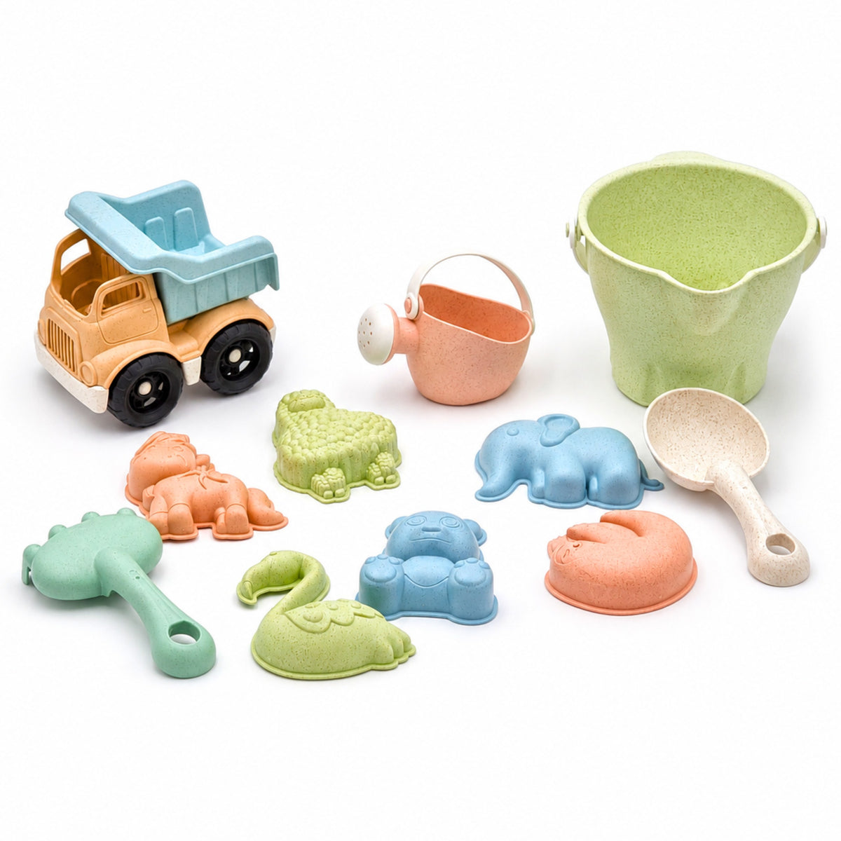 Woopie GREEN bucket with car – bucket and watering can