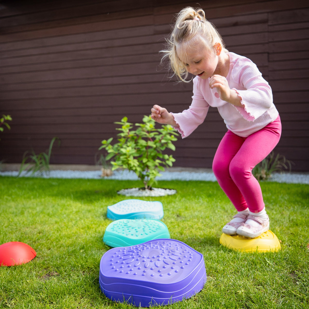 Woopie sensory balance stones – child walking the path