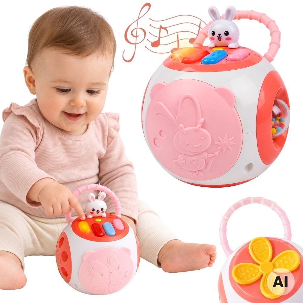 Woopie interactive shape sorter ball with piano keys, pink