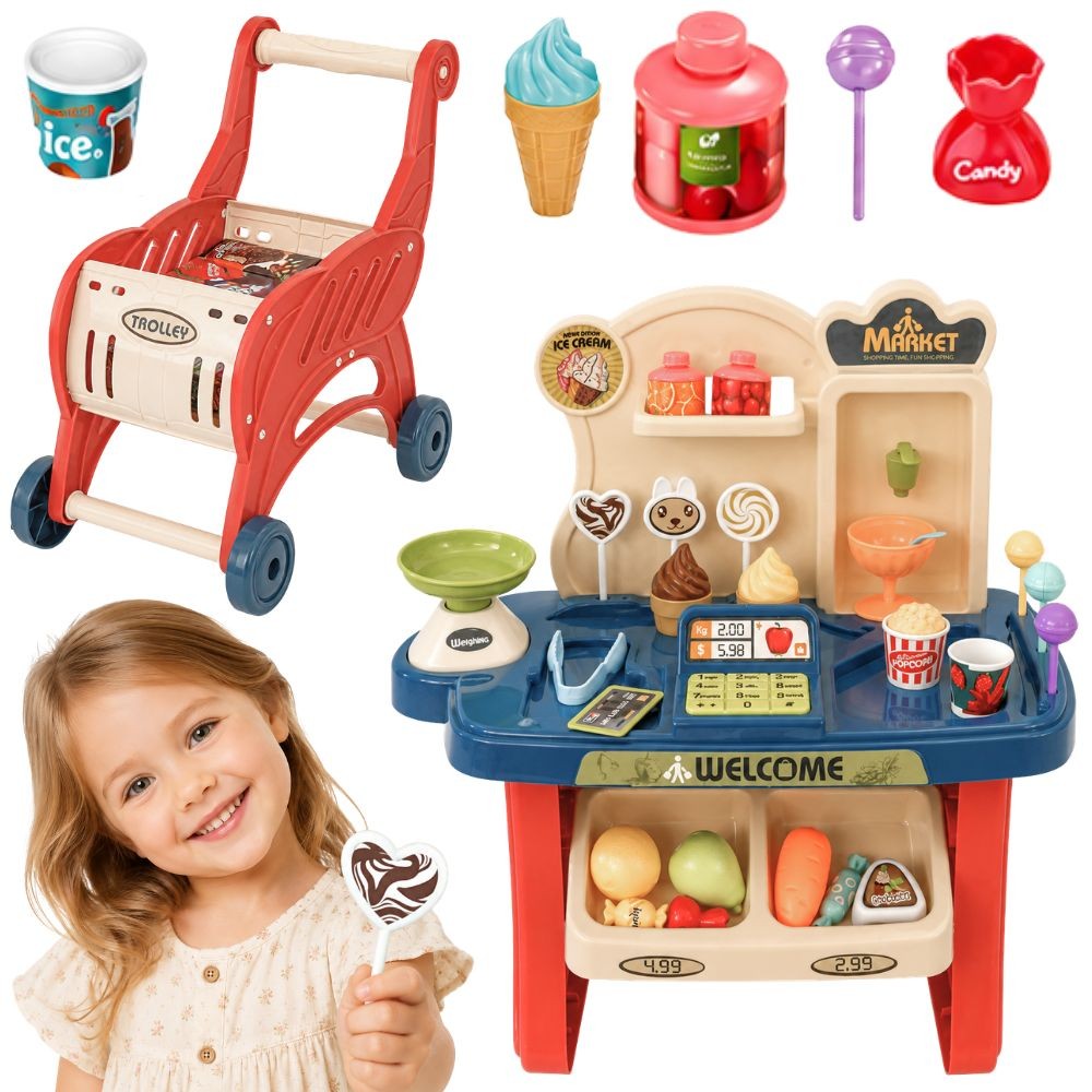 Woopie Toy Supermarket with Shopping Cart and 40 Accessories