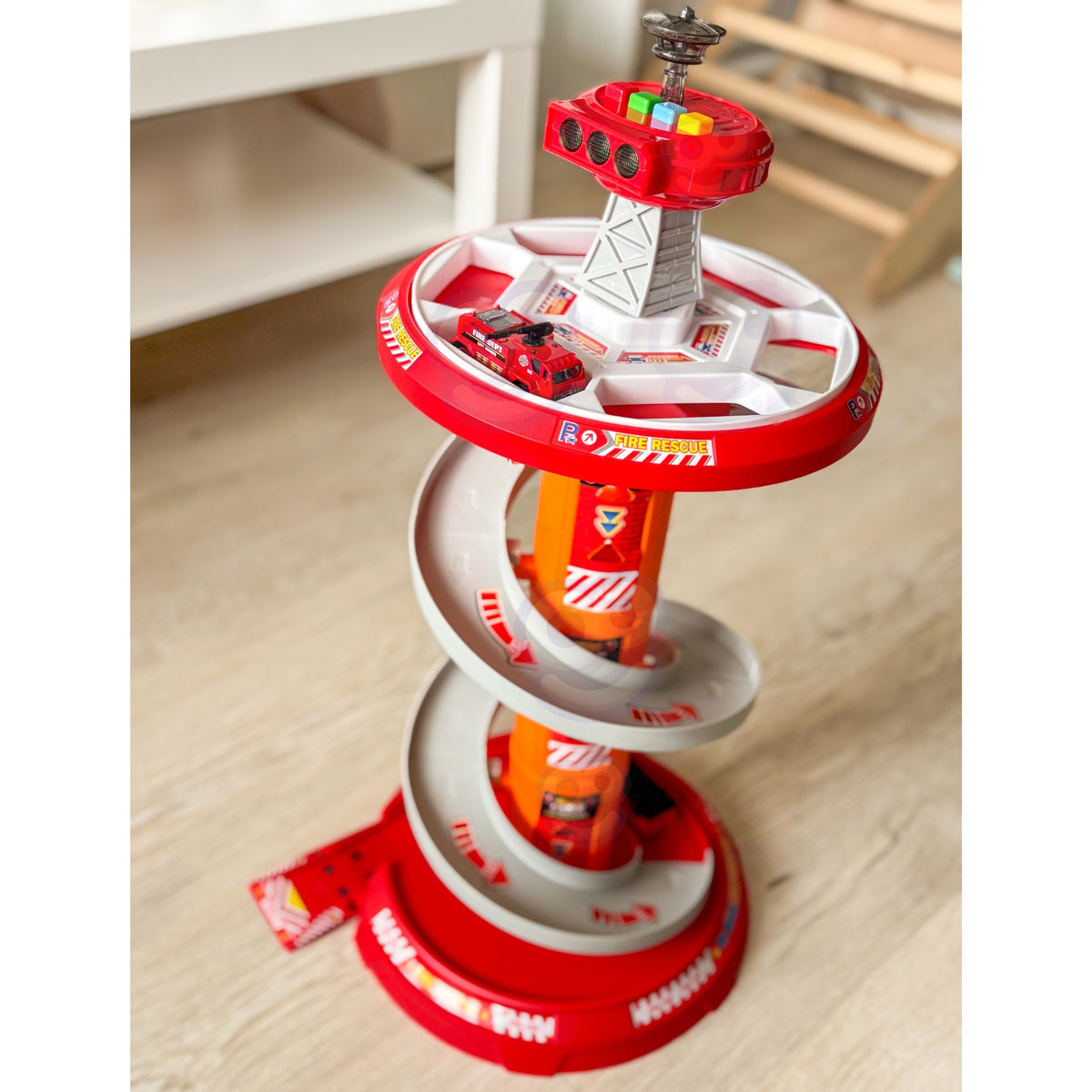 Woopie fire station spiral garage – road board and exit ramp