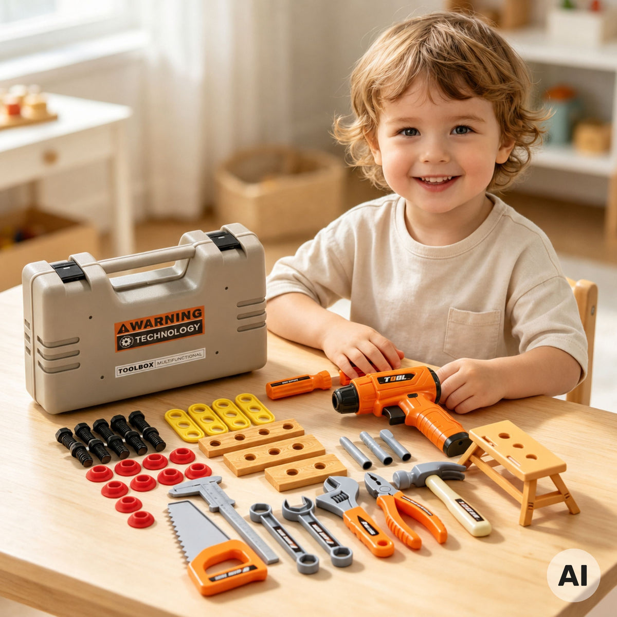 Tool case opened as a workbench with pegboard