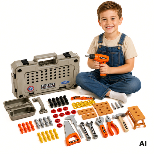 Woopie Toy Tool Set in a Case with Drill, 78 pcs