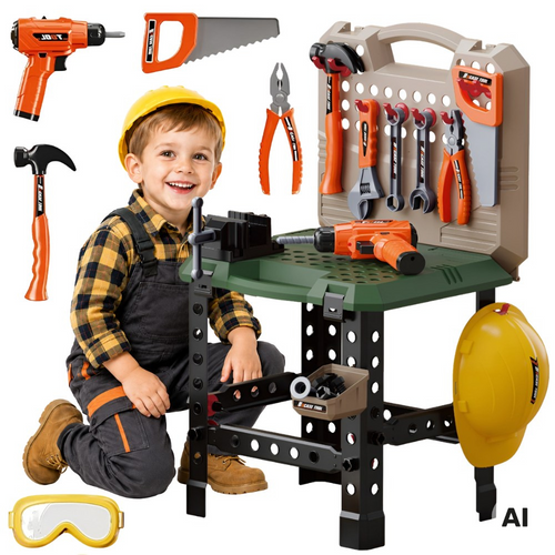 Woopie 2-in-1 Kids' Workbench and Tool Case, 90 Pieces