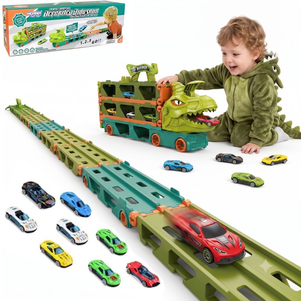 Woopie dinosaur truck with 2.1 m fold-out race track