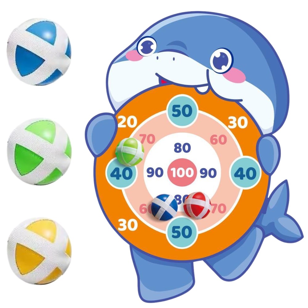 Woopie shark velcro dartboard with 3 sticky balls for kids