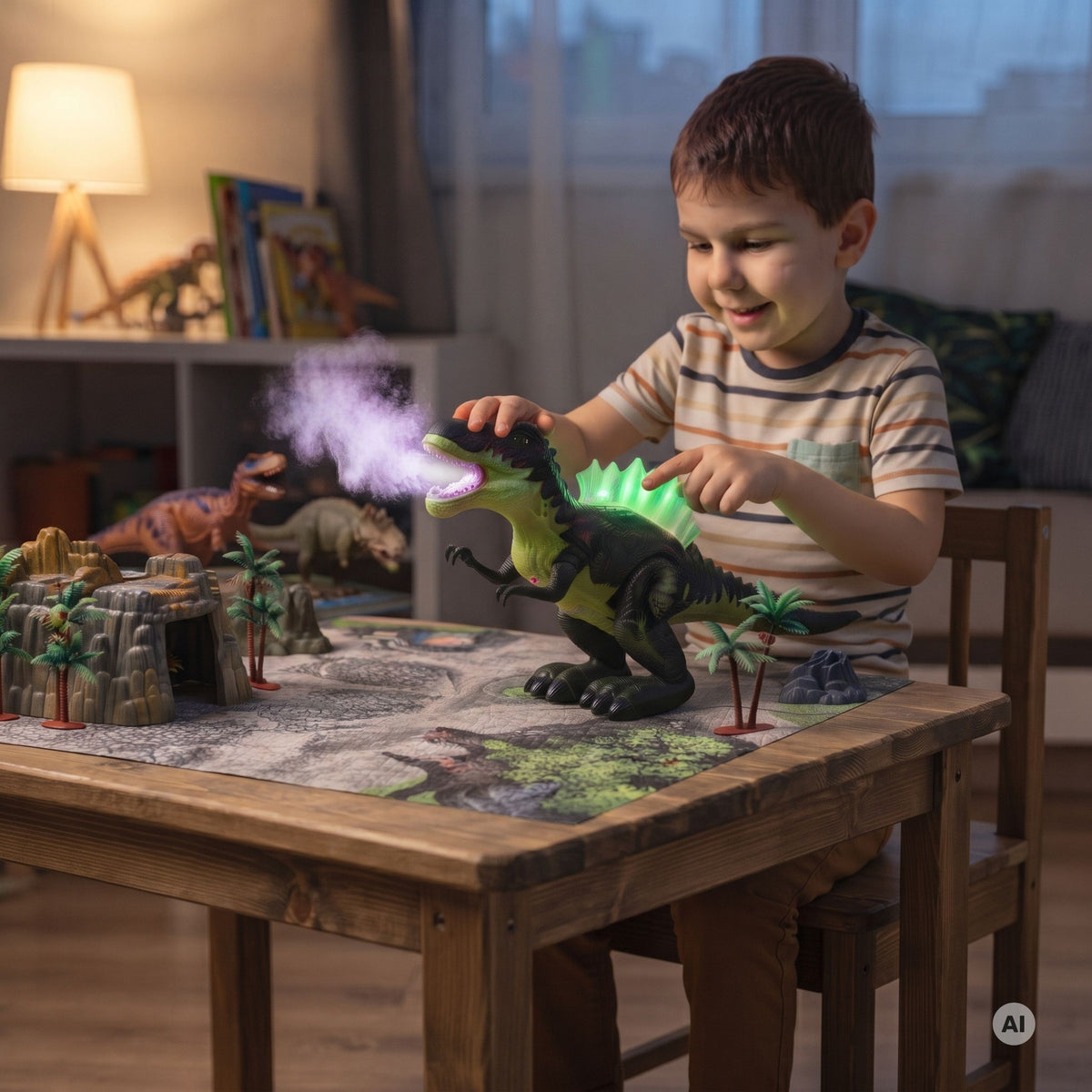 Walking T-Rex – illuminated spine and mouth