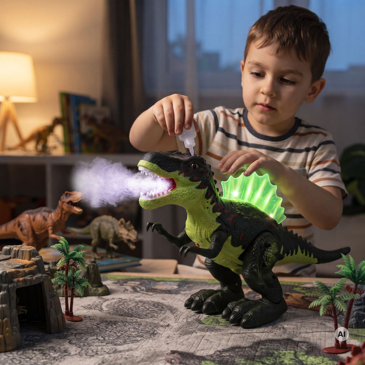 Walking T-Rex – breathes mist after adding water