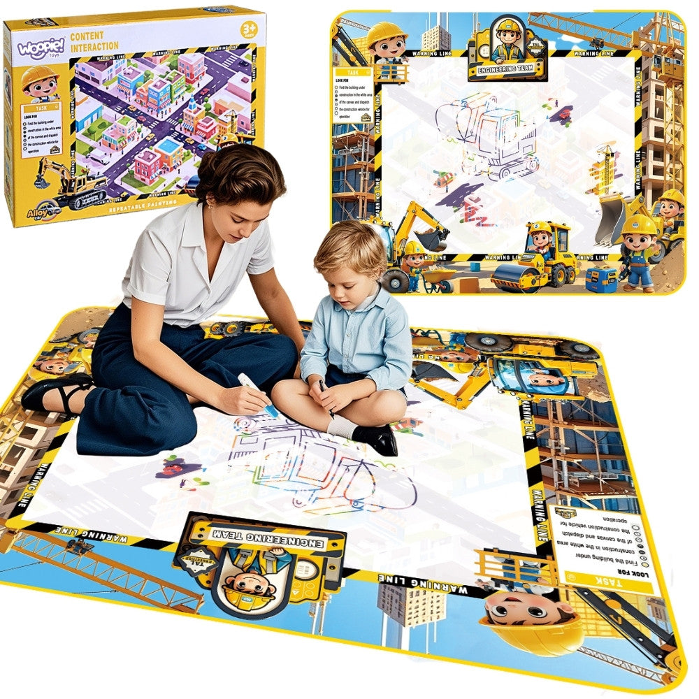 Woopie Water Drawing Mat 100 × 80 cm with Toy Car and Stamps