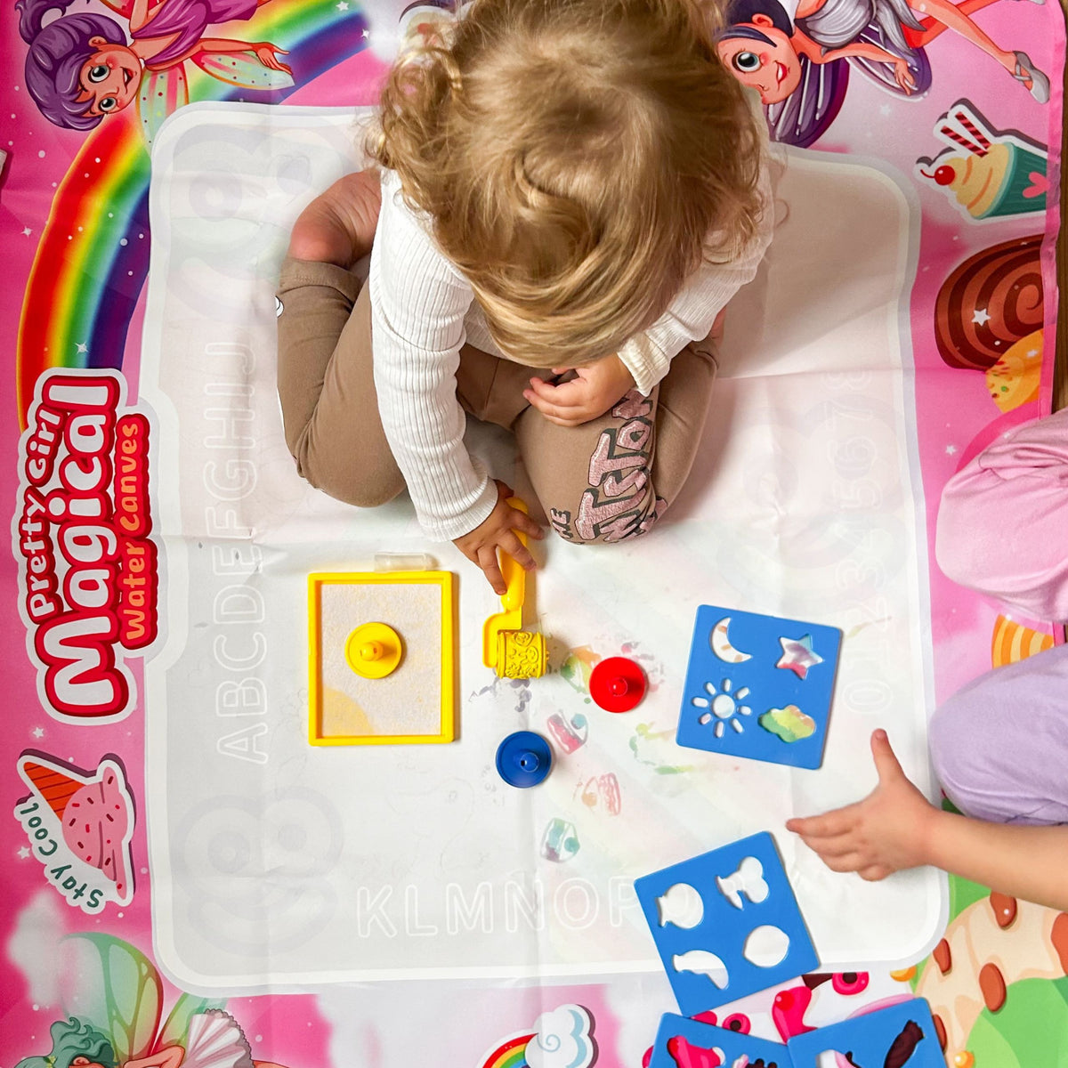 Woopie fairy water mat pink – tracing stencils and booklet