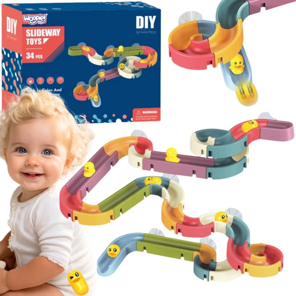 Woopie bath water slide track with ducks, 34 pieces