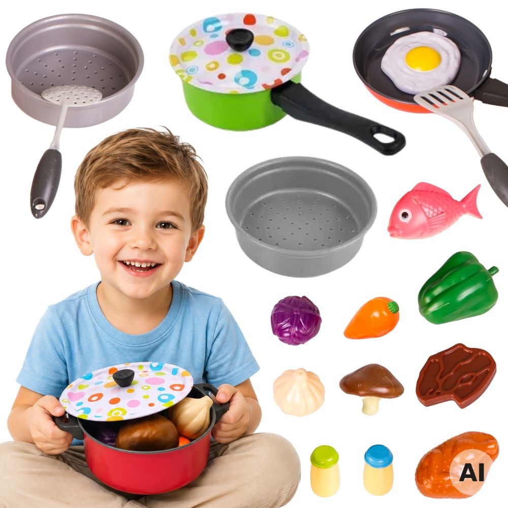 Woopie XXL Chef's Set with Pots, Pan and Play Food, 22 pcs