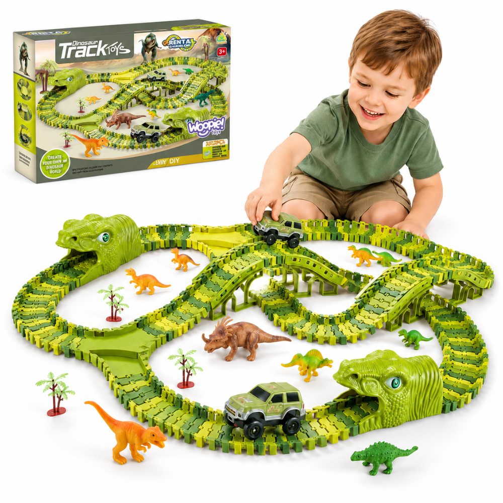 Woopie XXL Dinosaur Park Flexible Car Track, 240 Pieces